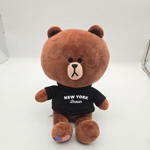 Line Friends Unisex Brown New York Brown Hoodie Plush Toy 10in